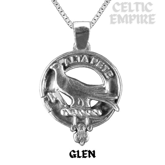 Glen Large 1" Scottish Family Clan Crest Pendant - Sterling Silver