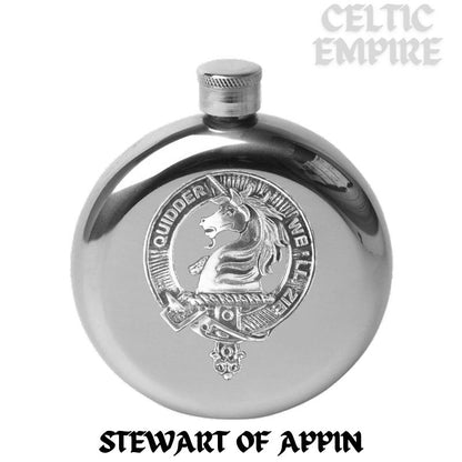 Stewart (Appin) 5 oz Round Family Clan Crest Scottish Badge Flask