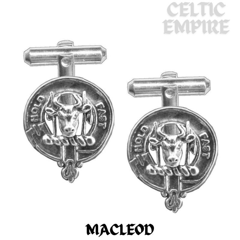 MacLeod Family Clan Crest Scottish Cufflinks; Pewter, Sterling Silver and Karat Gold