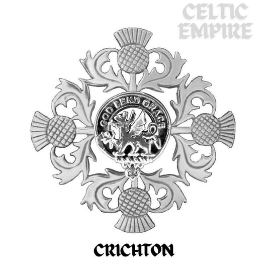 Crichton Family Clan Crest Scottish Four Thistle Brooch