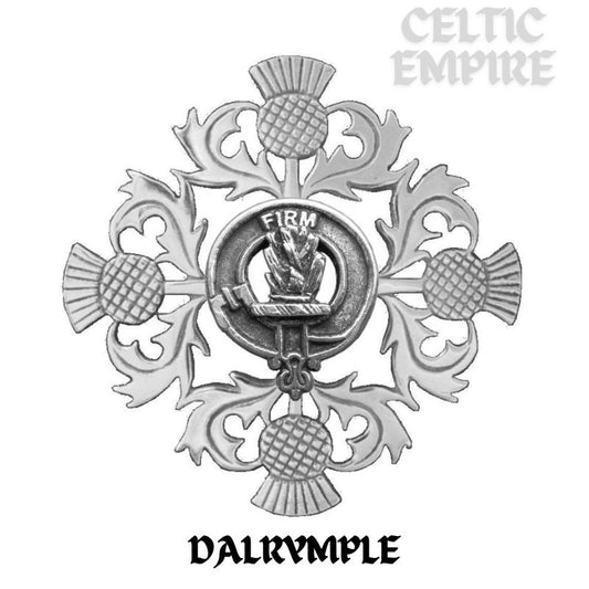 Dalrymple Family Clan Crest Scottish Four Thistle Brooch