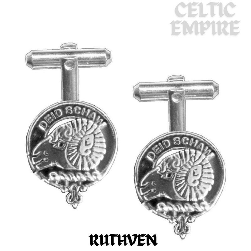 Ruthven Family Clan Crest Scottish Cufflinks; Pewter, Sterling Silver and Karat Gold