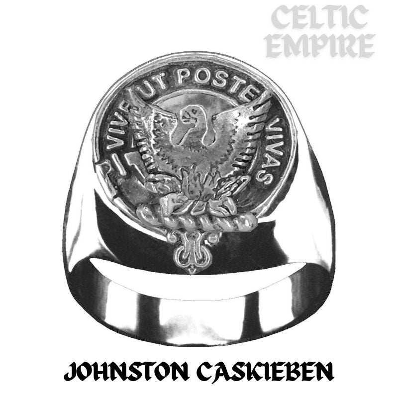 Johnston Caskieben Scottish Family Clan Crest Ring Sterling Silver and Karat Gold