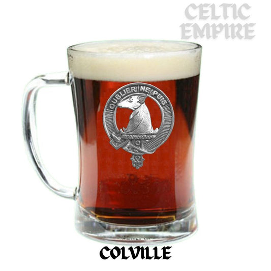 Colville Family Clan Crest Badge Glass Beer Mug