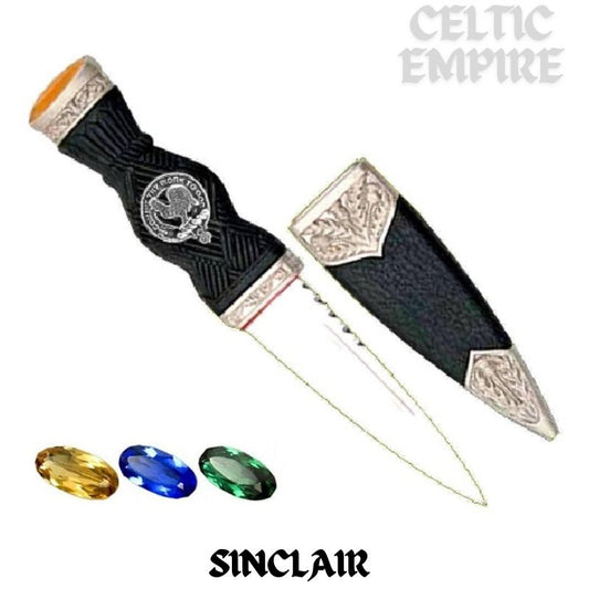 Sinclair Family Clan Crest Sgian Dubh, Scottish Knife