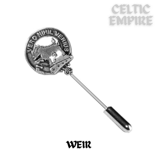 Weir Family Clan Crest Stick or Cravat pin, Sterling Silver