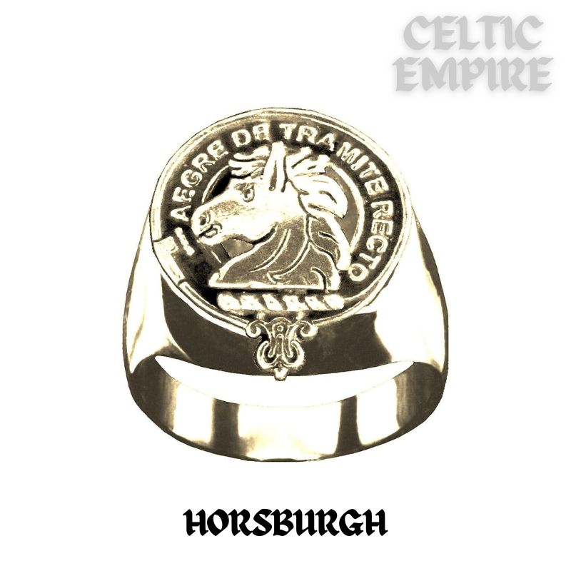 Horsburgh Scottish Family Clan Crest Ring Sterling Silver and Karat Gold