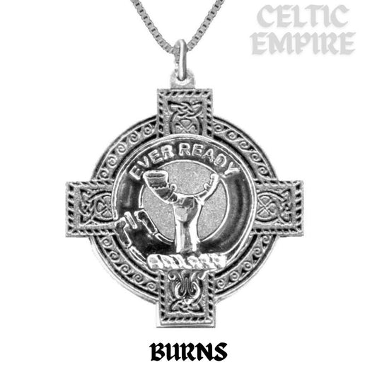 Burns Family Clan Crest Celtic Cross Pendant Scottish