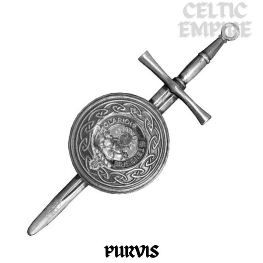 Purvis Scottish Family Clan Dirk Shield Kilt Pin