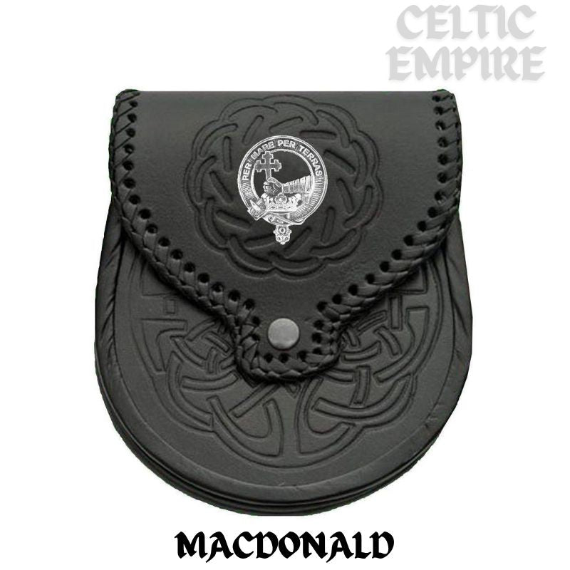MacDonald (Donald) Scottish Family Clan Badge Sporran, Leather
