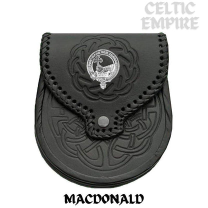 MacDonald (Donald) Scottish Family Clan Badge Sporran, Leather