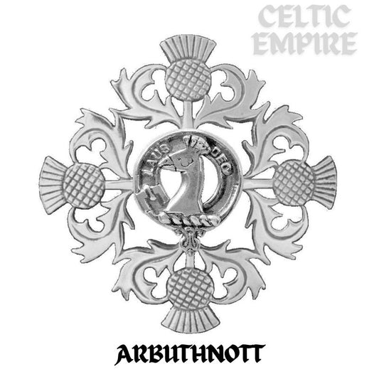 Arbuthnott Family Clan Crest Scottish Four Thistle Brooch