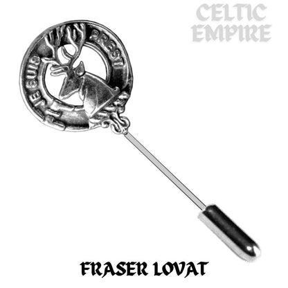 Fraser  Lovat Family Clan Crest Stick or Cravat pin, Sterling Silver