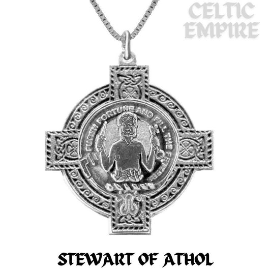 Stewart (Athol) Family Clan Crest Celtic Cross Pendant Scottish