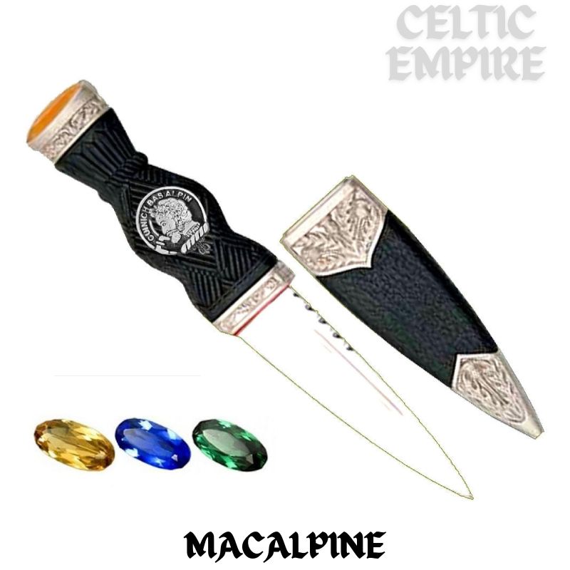 MacAlpine Family Clan Crest Sgian Dubh, Scottish Knife