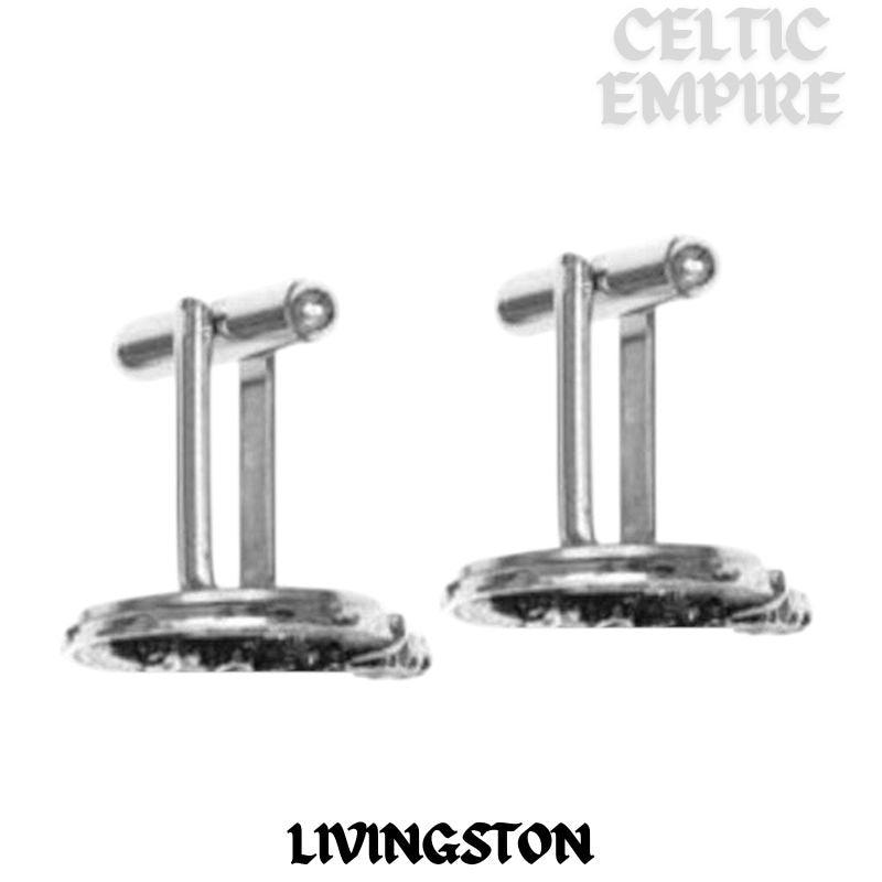 Livingston Family Clan Crest Scottish Cufflinks; Pewter, Sterling Silver and Karat Gold