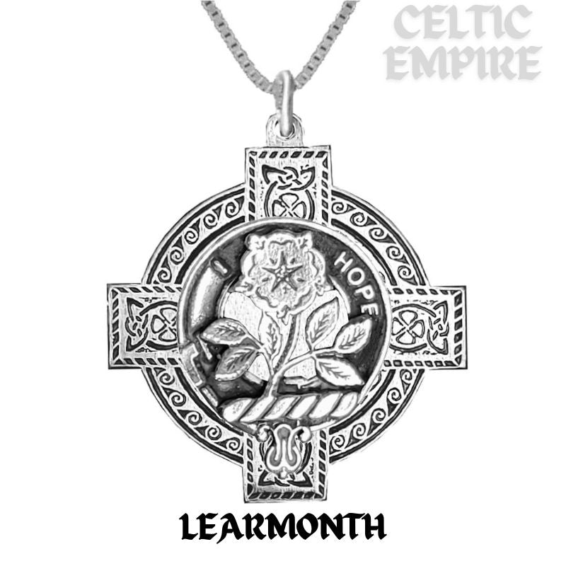 Learmont Family Clan Crest Celtic Cross Pendant Scottish