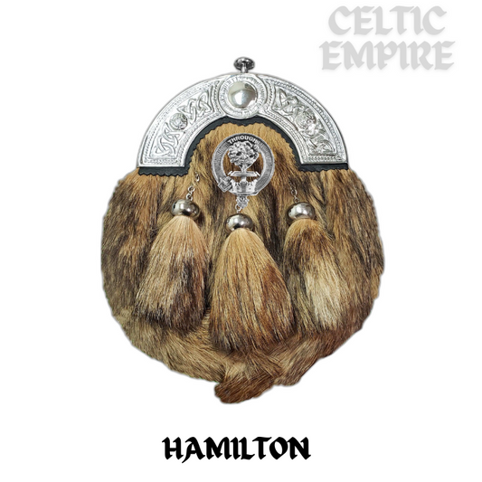 Hamilton Scottish Family Clan Crest Badge Dress Fur Sporran