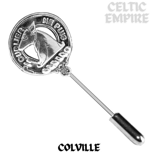 Colville Family Clan Crest Stick or Cravat pin, Sterling Silver
