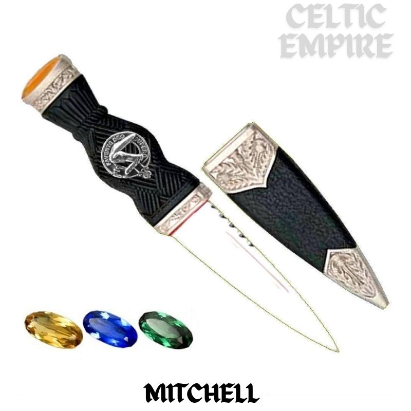 Mitchell Family Clan Crest Sgian Dubh, Scottish Knife