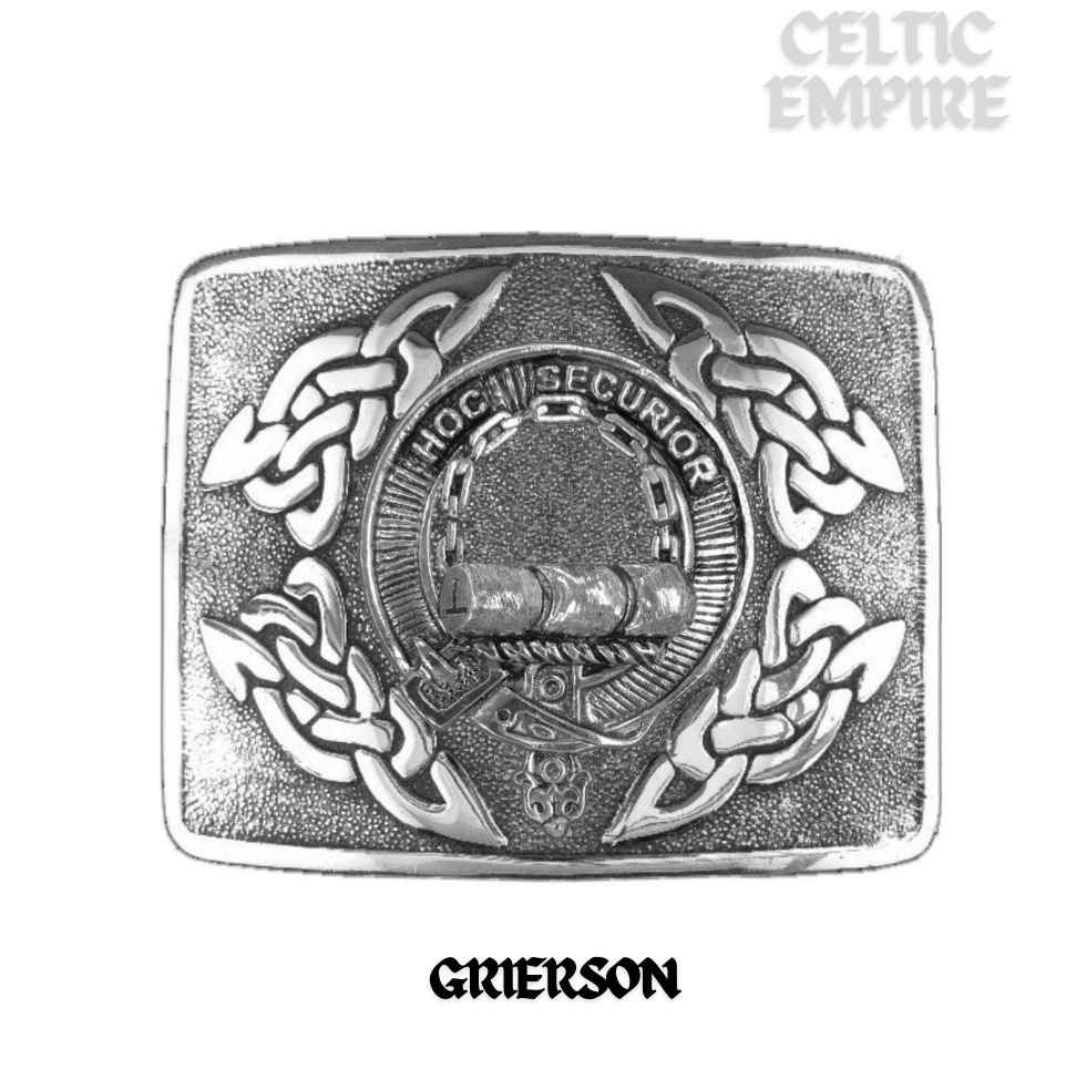 Grierson Family Clan Crest Interlace Kilt Belt Buckle