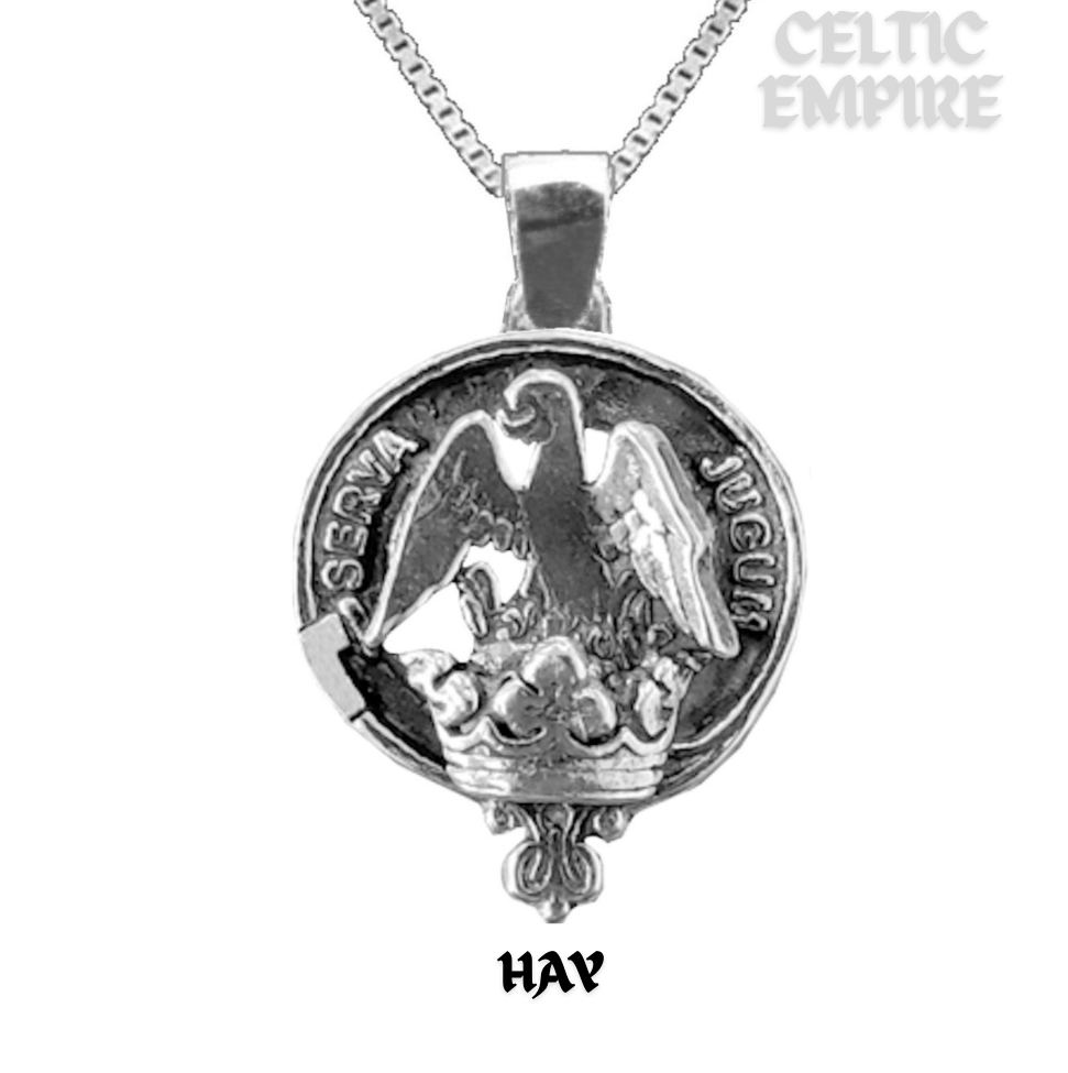 Hay Large 1" Scottish Family Clan Crest Pendant - Sterling Silver