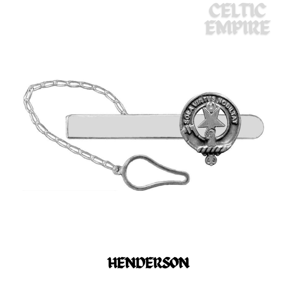 Henderson Family Clan Crest Scottish Button Loop Tie Bar Sterling silver