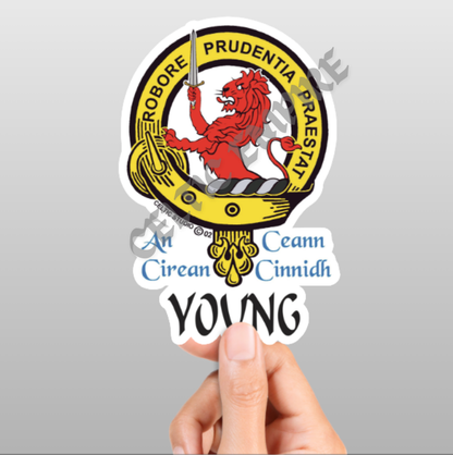 Young Family Clan Crest Decal | Custom Scottish Heritage Car & Laptop Stickers