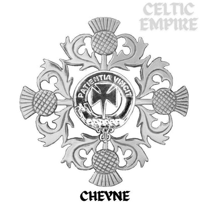 Cheyne Family Clan Crest Scottish Four Thistle Brooch