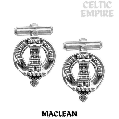 MacLean Family Clan Crest Scottish Cufflinks; Pewter, Sterling Silver and Karat Gold