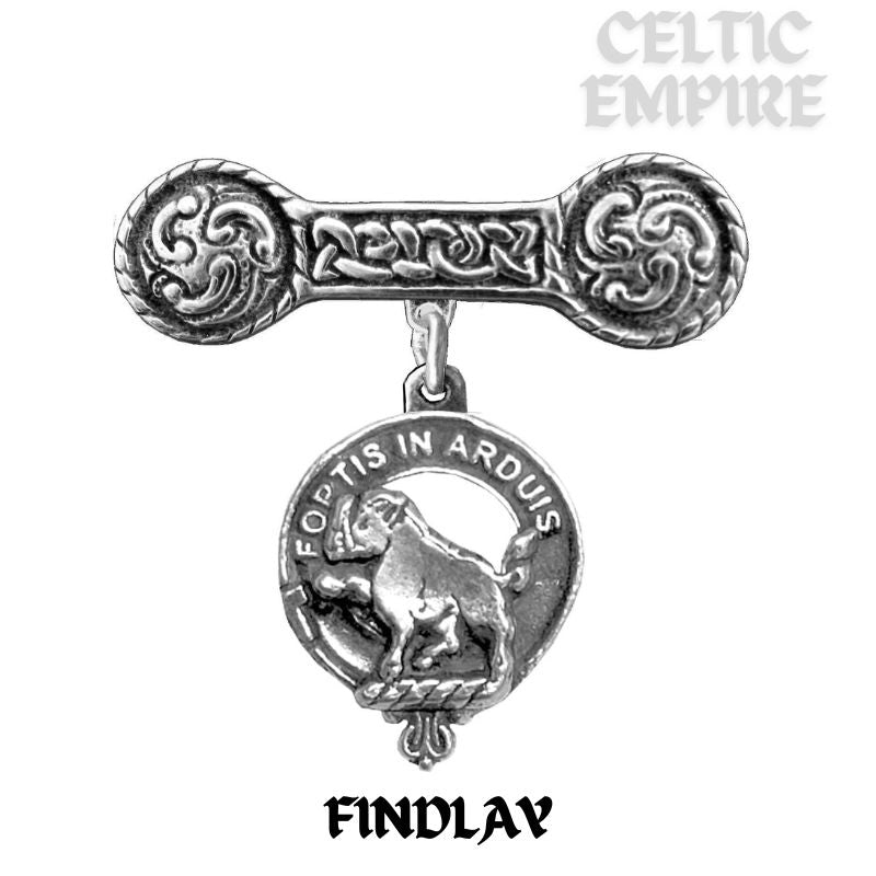 Findlay Family Clan Crest Iona Bar Brooch - Sterling Silver