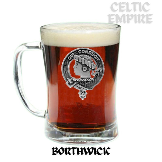 Borthwick Family Clan Crest Badge Glass Beer Mug