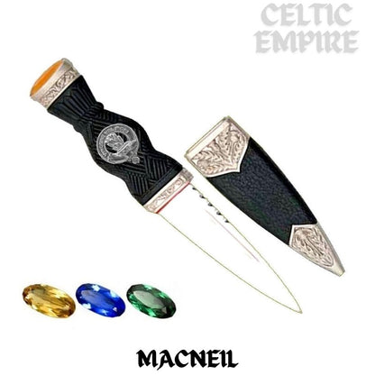 MacNeill Barra Family Clan Crest Sgian Dubh, Scottish Knife