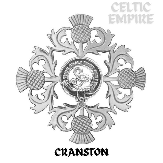 Cranston Family Clan Crest Scottish Four Thistle Brooch
