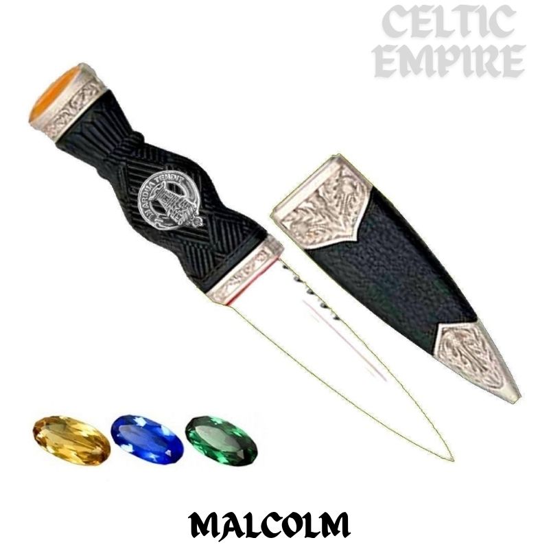 Malcolm Family Clan Crest Sgian Dubh, Scottish Knife