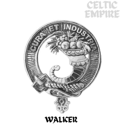 Walker Family Clan Crest Scottish Button Loop Tie Bar ~ Sterling silver
