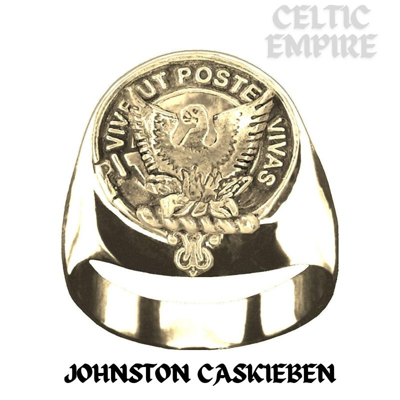 Johnston Caskieben Scottish Family Clan Crest Ring Sterling Silver and Karat Gold