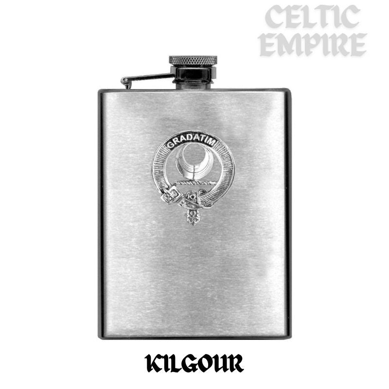 Kilgour 8oz Family Clan Crest Scottish Badge Stainless Steel Flask