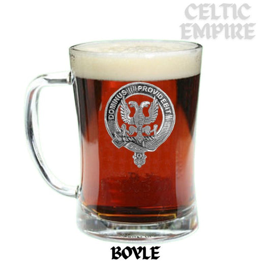 Boyle Family Clan Crest Badge Glass Beer Mug