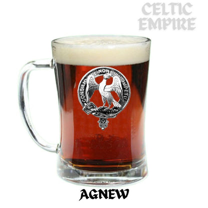 Agnew Family Clan Crest Badge Glass Beer Mug