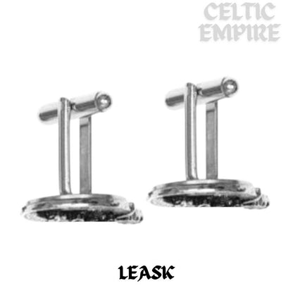 Leask Family Clan Crest Scottish Cufflinks; Pewter, Sterling Silver and Karat Gold