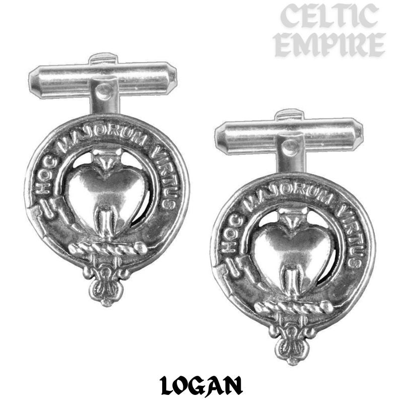 Logan Family Clan Crest Scottish Cufflinks; Pewter, Sterling Silver and Karat Gold