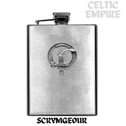 Scrymgour 8oz Family Clan Crest Scottish Badge Stainless Steel Flask