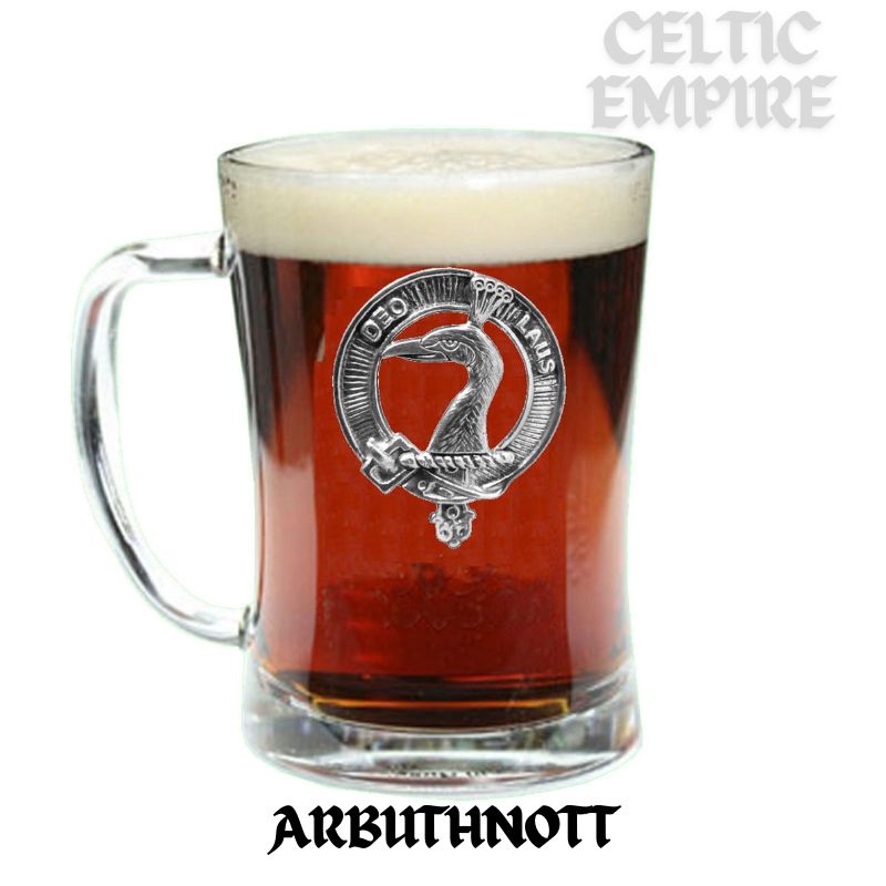 Arbuthnott Family Clan Crest Badge Glass Beer Mug