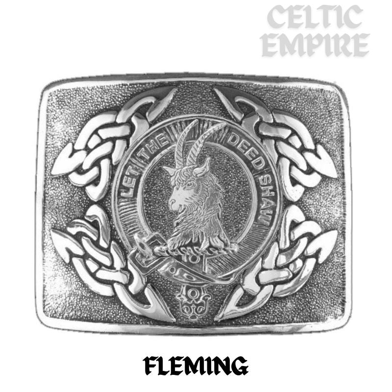 Fleming Family Clan Crest Interlace Kilt Belt Buckle