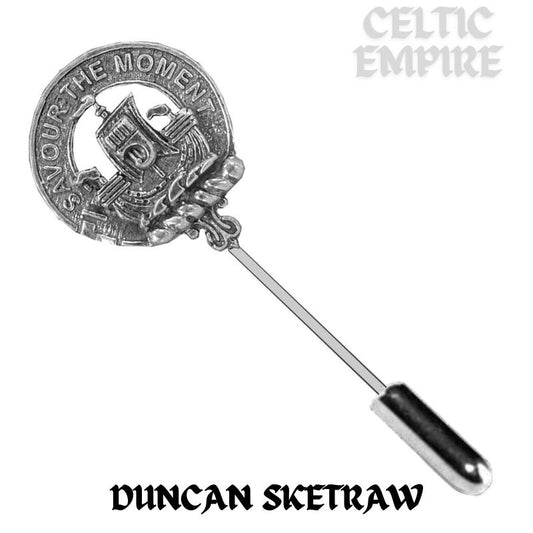 Duncan Sketraw Family Clan Crest Stick or Cravat pin, Sterling Silver