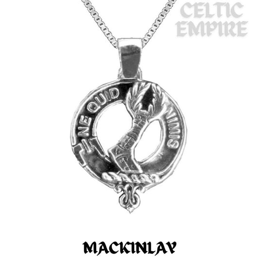 MacKinlay Large 1" Scottish Family Clan Crest Pendant - Sterling Silver