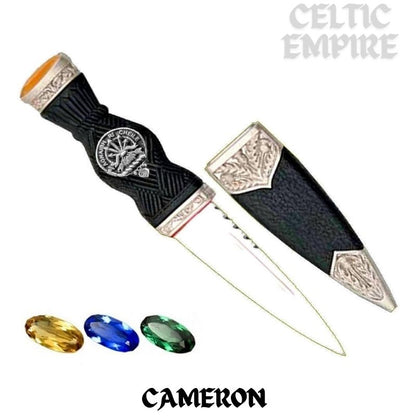 Cameron Family Clan Crest Sgian Dubh, Scottish Knife