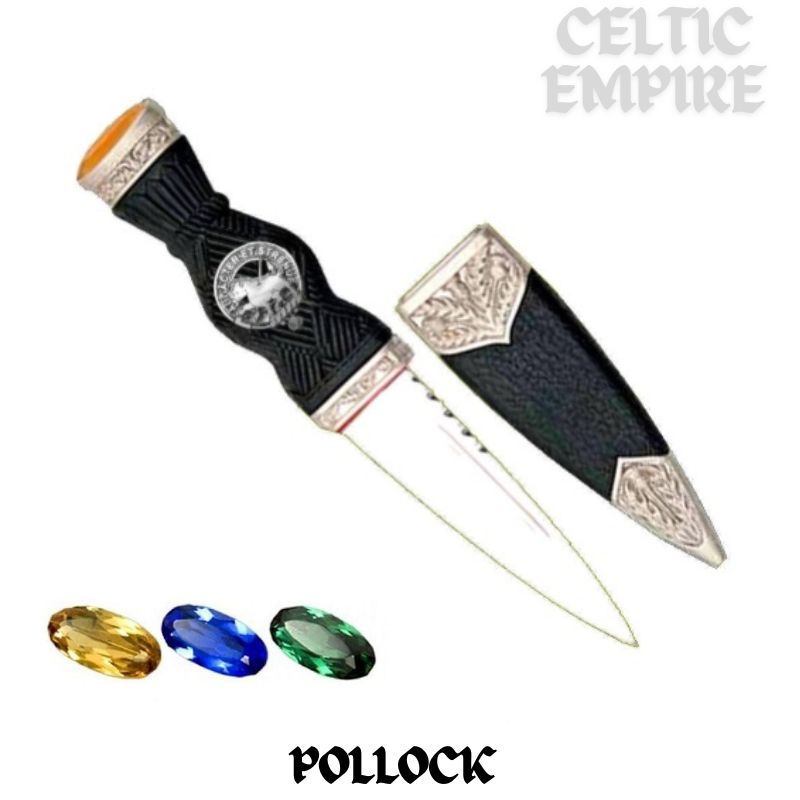 Pollock Family Clan Crest Sgian Dubh, Scottish Knife