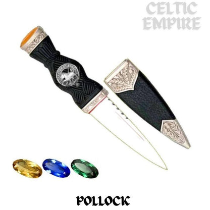 Pollock Family Clan Crest Sgian Dubh, Scottish Knife